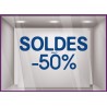 Sticker Soldes Simple Jusqu'`a - 50% vitrophanie promotions idee deco pourcentage remise vitrine enseigne mode