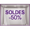 Sticker Soldes Simple Jusqu'`a - 50% vitrophanie promotions idee deco pourcentage remise vitrine enseigne mode