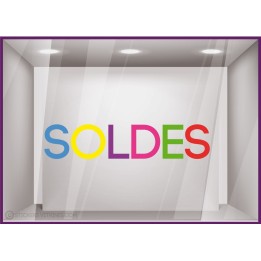 Sticker Soldes Multicolore mode maroquinerie bijouterie opticien été promotions destockage braderie liquidation vitrine 