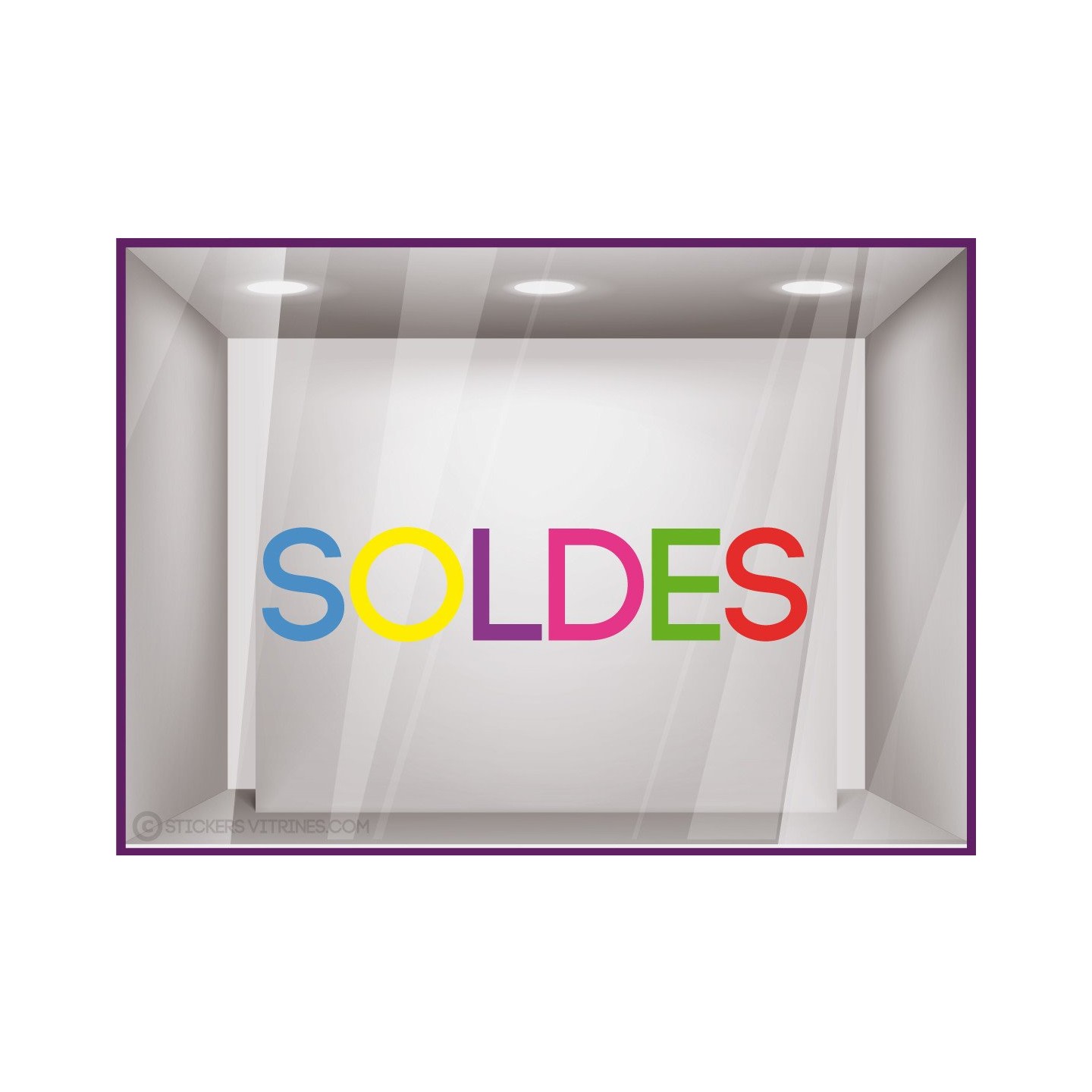 Sticker Soldes Multicolore mode maroquinerie bijouterie opticien été promotions destockage braderie liquidation vitrine 