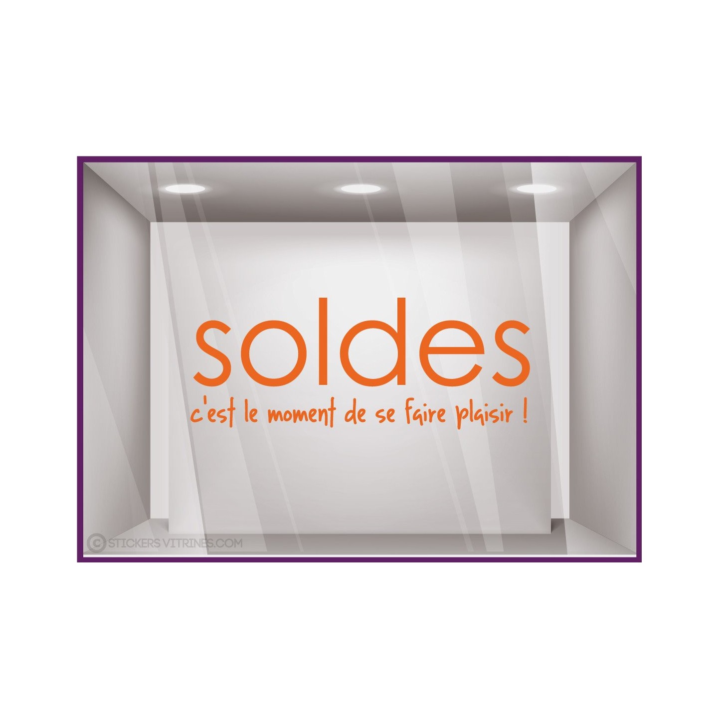 Sticker Soldes Plaisir destockage braderie liquidation promotions maroquinerie mode bijouterie devanture lettrage adhesif