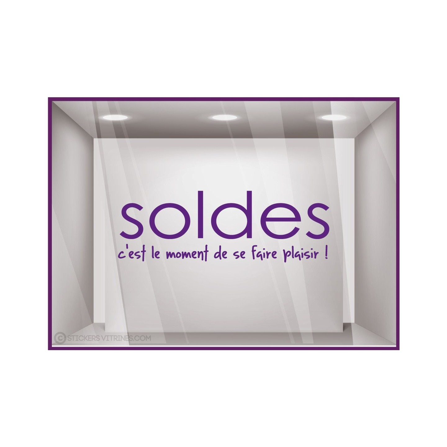 Sticker Soldes Plaisir destockage braderie liquidation promotions maroquinerie mode bijouterie devanture lettrage adhesif