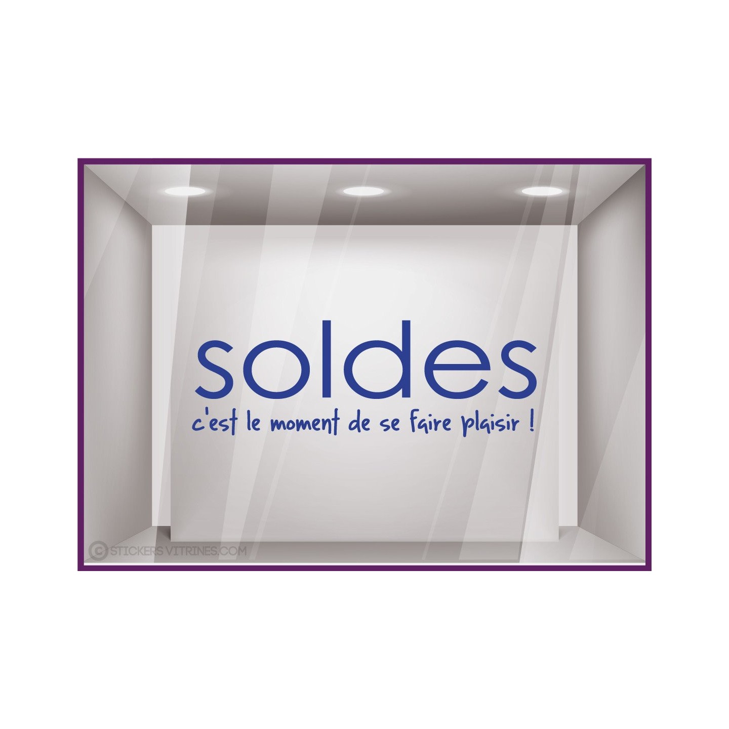 Sticker Soldes Plaisir destockage braderie liquidation promotions maroquinerie mode bijouterie devanture lettrage adhesif