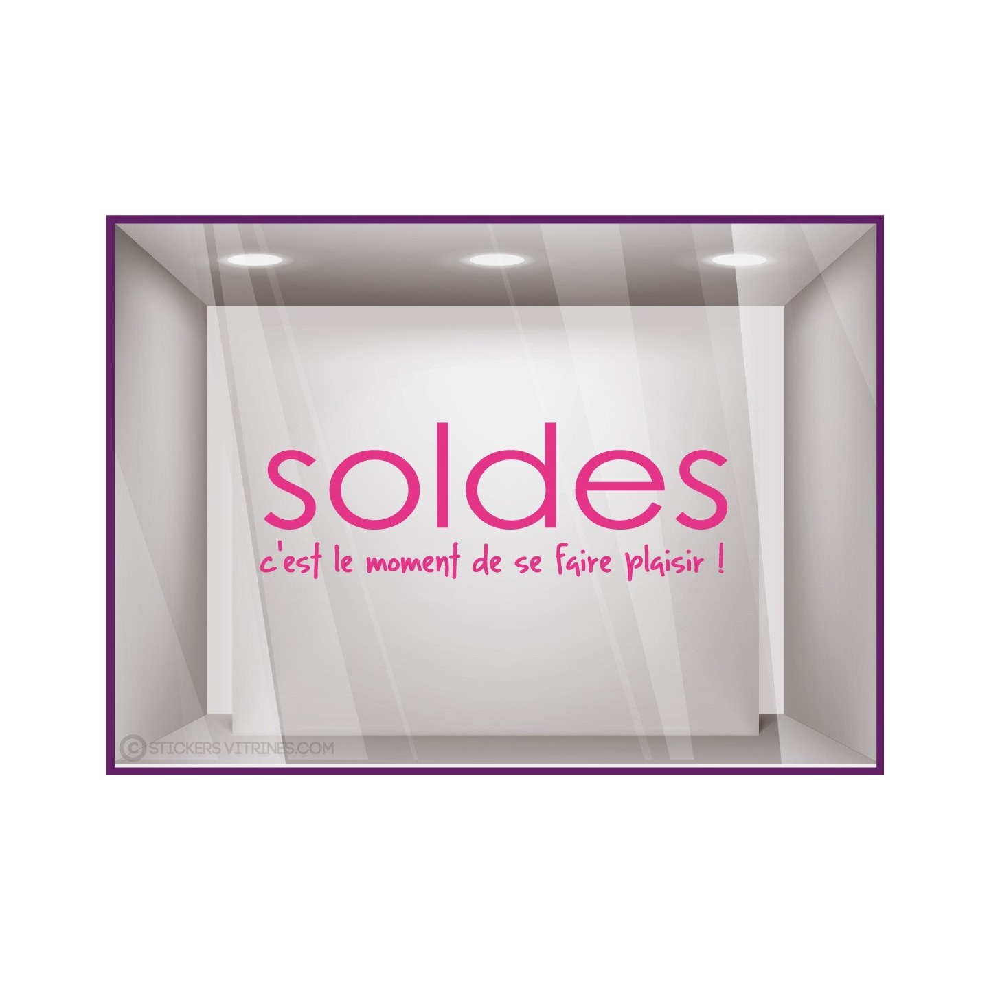 Sticker Soldes Plaisir destockage braderie liquidation promotions maroquinerie mode bijouterie devanture lettrage adhesif