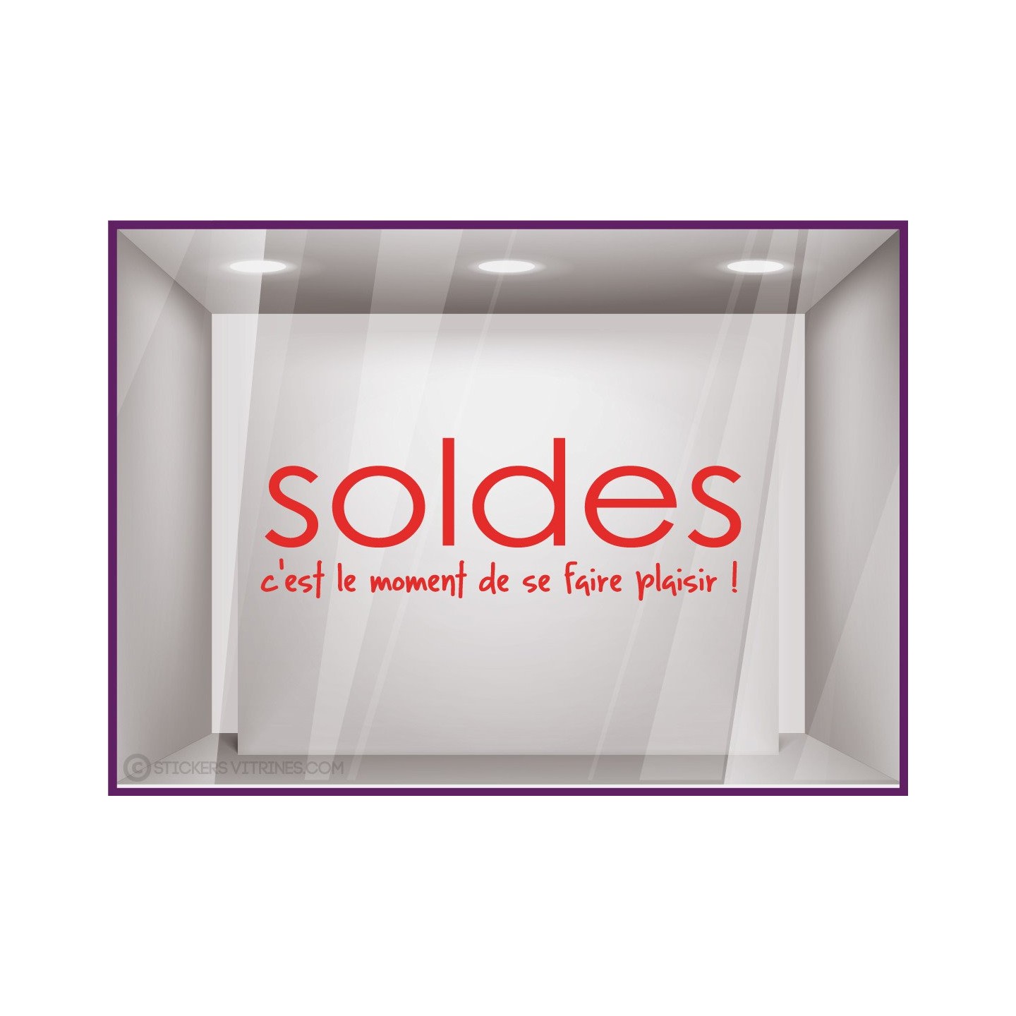 Sticker Soldes Plaisir destockage braderie liquidation promotions maroquinerie mode bijouterie devanture lettrage adhesif