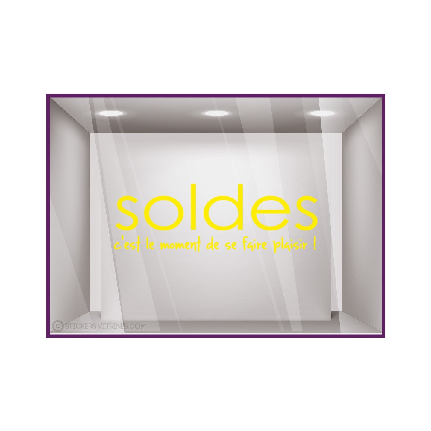 Sticker Soldes Plaisir destockage braderie liquidation promotions maroquinerie mode bijouterie devanture lettrage adhesif