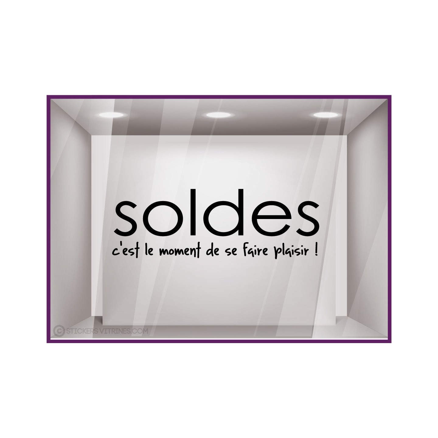 Sticker Soldes Plaisir destockage braderie liquidation promotions maroquinerie mode bijouterie devanture lettrage adhesif