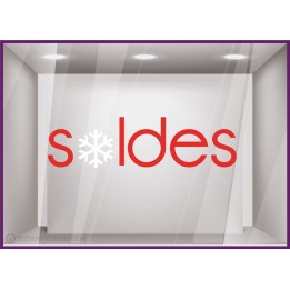 Stickers Soldes Flocons promotion hiver pourcentage lettrage vitrophanie autocollant mode maroquinerie