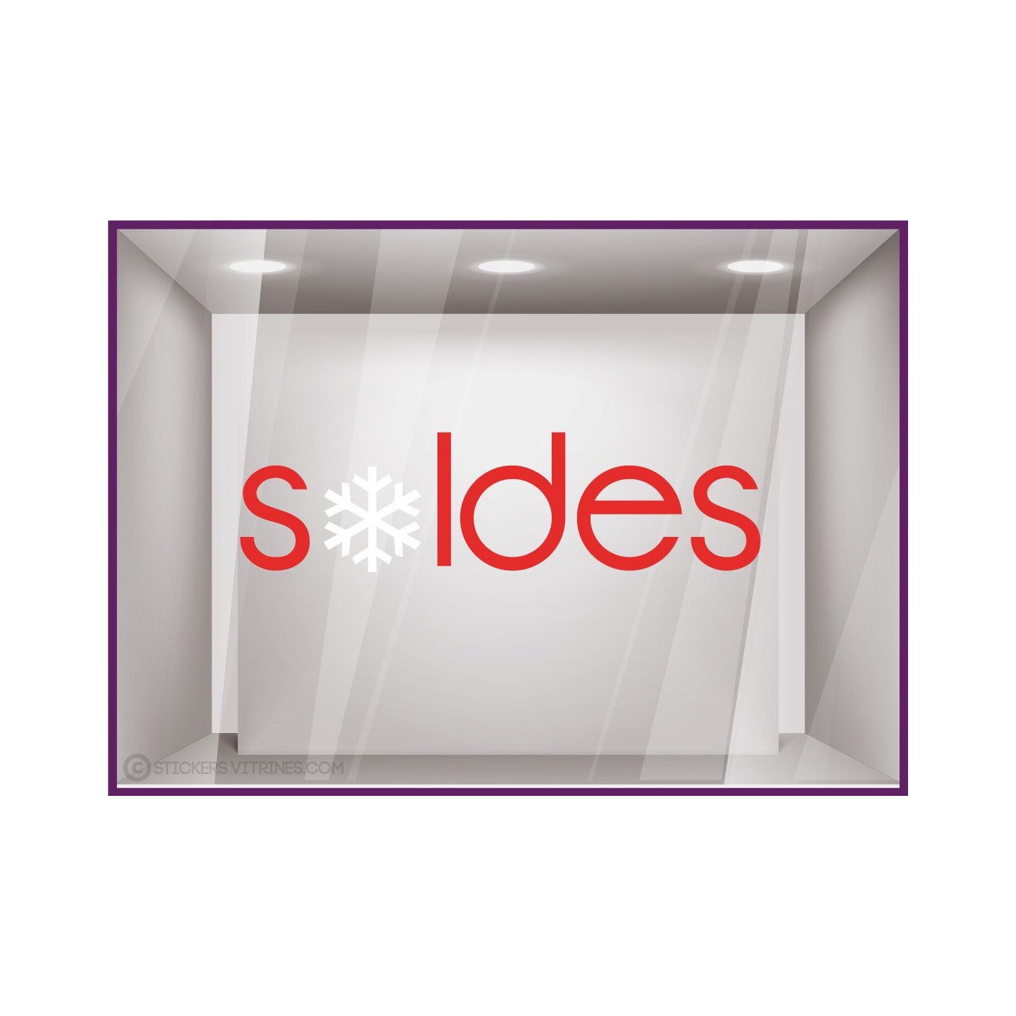 Stickers Soldes Flocons promotion hiver pourcentage lettrage vitrophanie autocollant mode maroquinerie