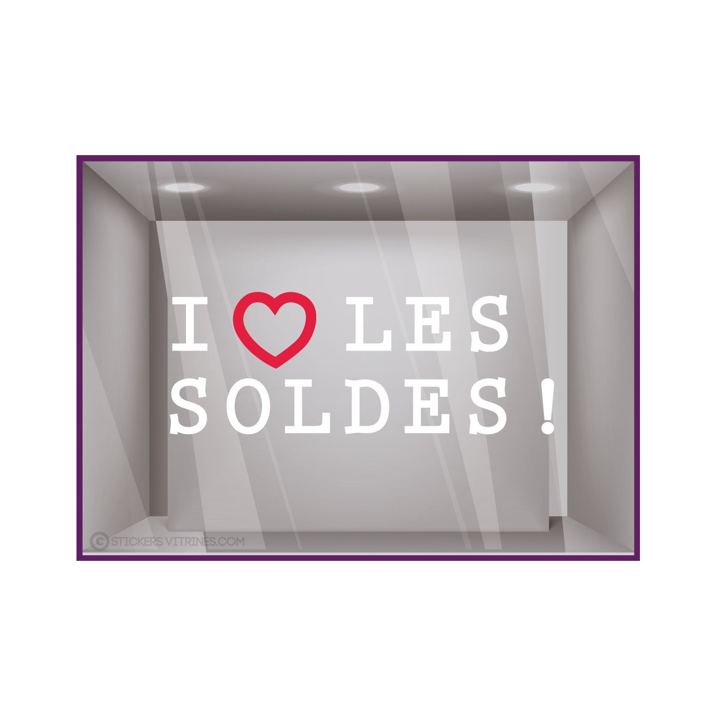 Sticker I Love les Soldes promotions destockage braderie liquidation maroquinerie mode bijouterie lettrage adhesif