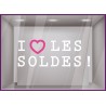 Sticker I Love les Soldes promotions destockage braderie liquidation maroquinerie mode bijouterie lettrage adhesif