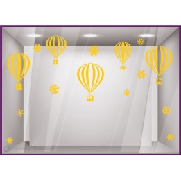 Kit de Stickers-Montgolfieres-flocons hiver noel adhesif calicot vitrophanie autocollant geant publicitaire 