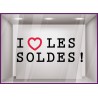 Sticker I Love les Soldes promotions destockage braderie liquidation maroquinerie mode bijouterie lettrage adhesif