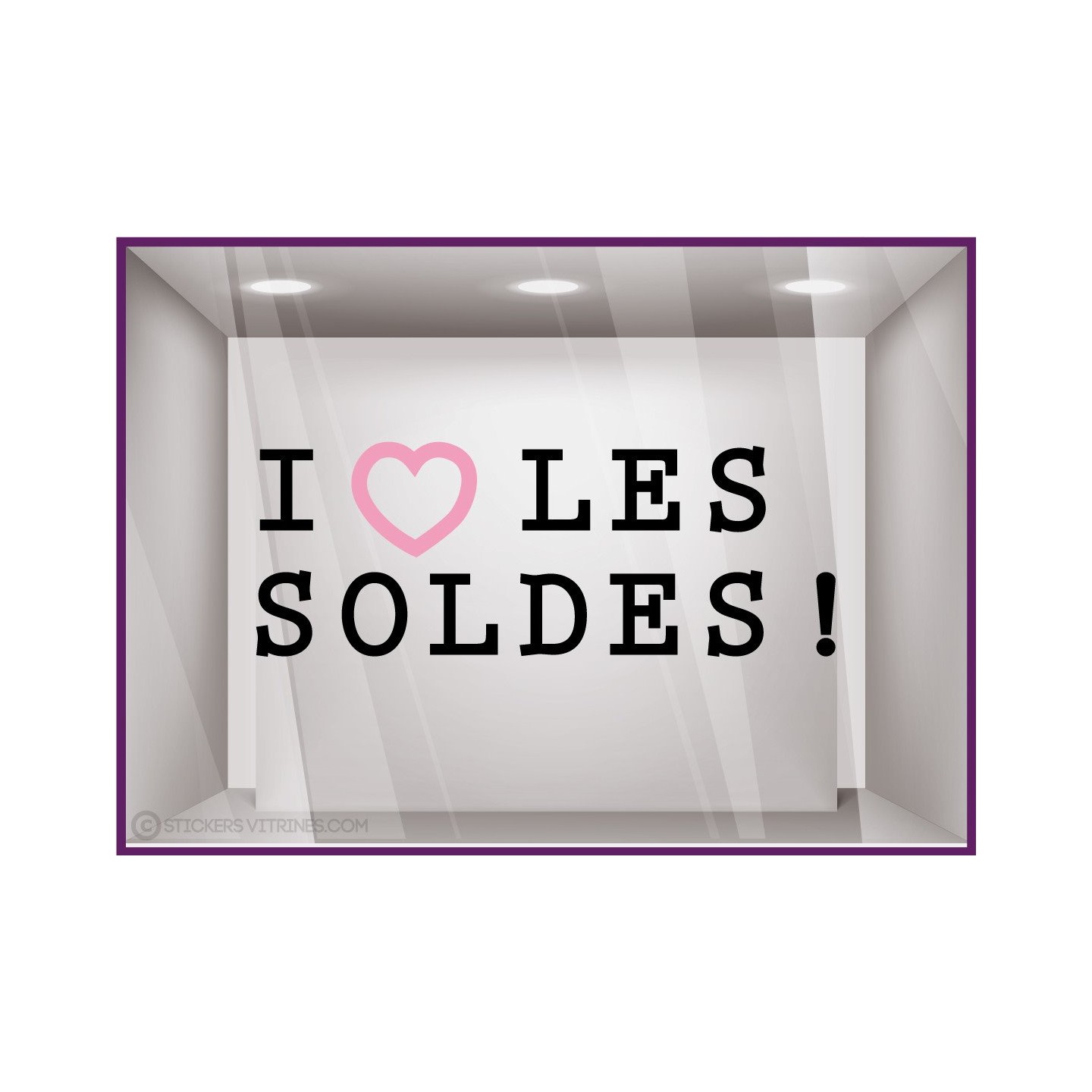 Sticker I Love les Soldes promotions destockage braderie liquidation maroquinerie mode bijouterie lettrage adhesif