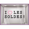 Sticker I Love les Soldes promotions destockage braderie liquidation maroquinerie mode bijouterie lettrage adhesif