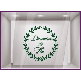 Sticker Couronne Décoration de Fête adhésif  noël hiver vitrophanie magasin vitrine devanture autocollant
