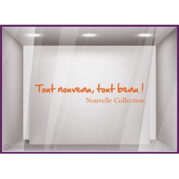 Sticker Tout nouveau, tout beau! nouvelle collection devanture enseigne mode parfumerie chaussure accessoires decoration