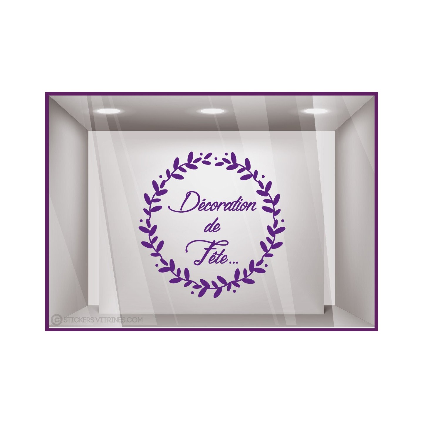 Sticker Couronne Décoration de Fête adhésif  noël hiver vitrophanie magasin vitrine devanture autocollant