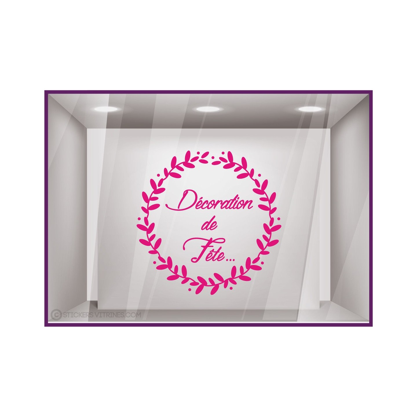 Sticker Couronne Décoration de Fête adhésif  noël hiver vitrophanie magasin vitrine devanture autocollant