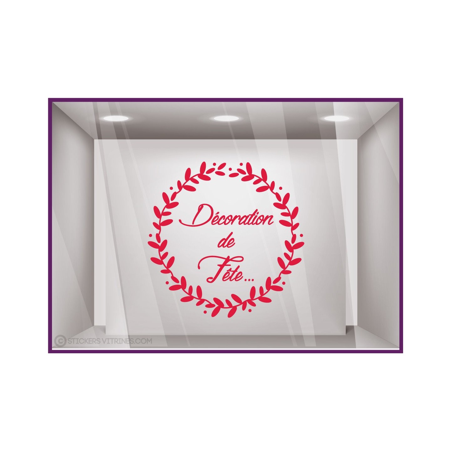 Sticker Couronne Décoration de Fête adhésif  noël hiver vitrophanie magasin vitrine devanture autocollant