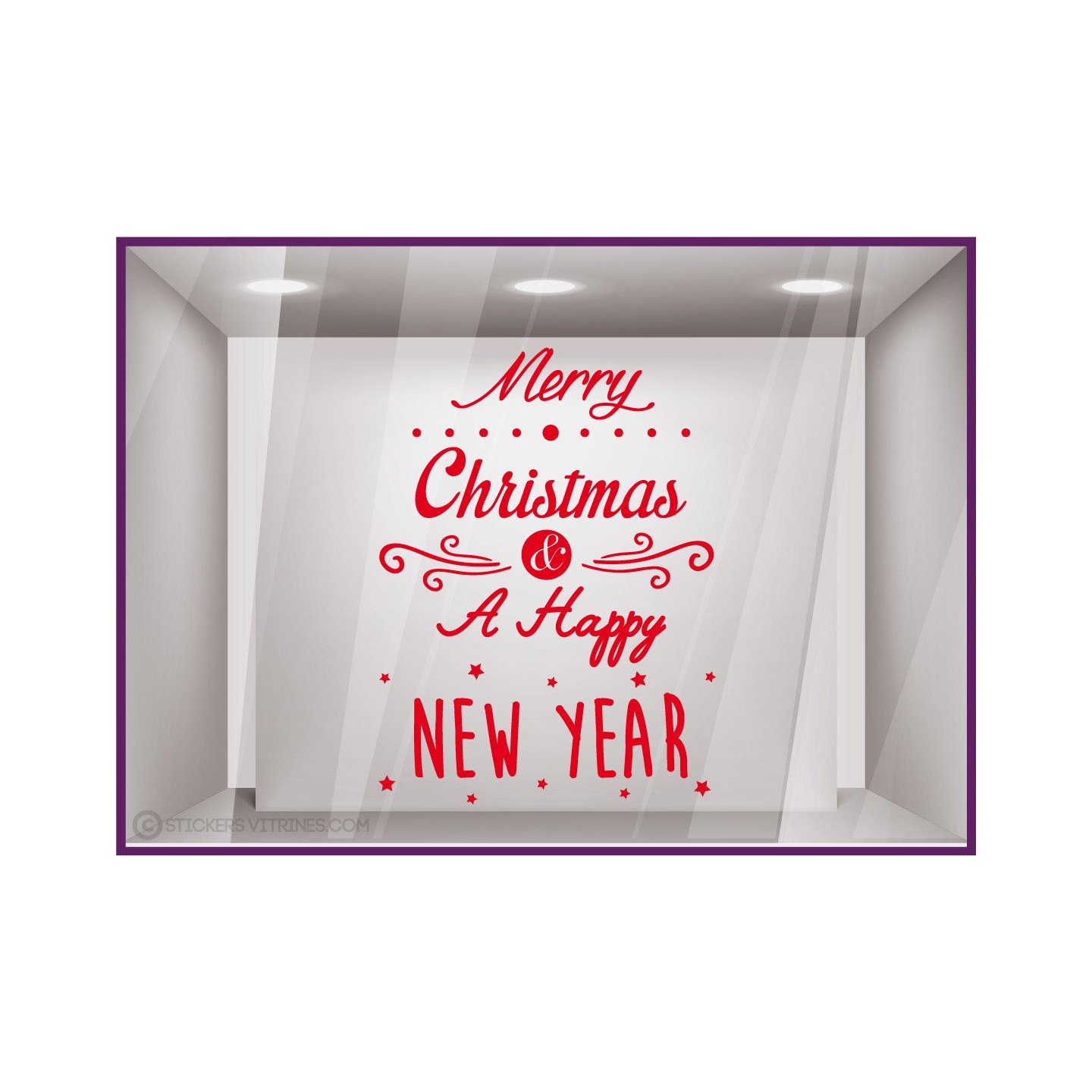 Sticker Merry Christmas and a Happy New Year noël vitrine magasin mode