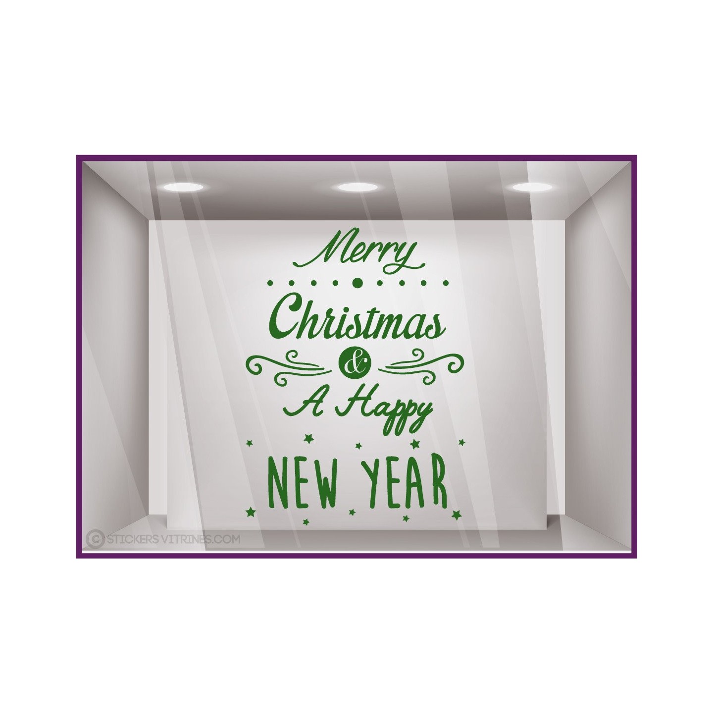 Sticker Merry Christmas and a Happy New Year noël vitrine magasin mode