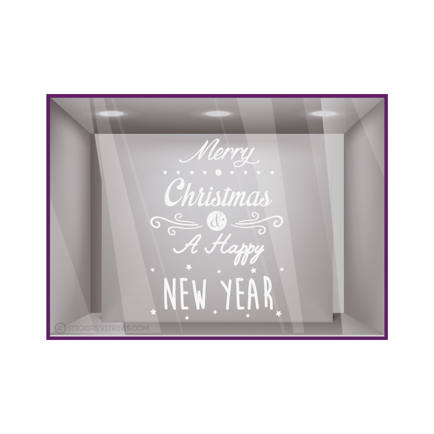 Sticker Merry Christmas and a Happy New Year noël vitrine magasin mode