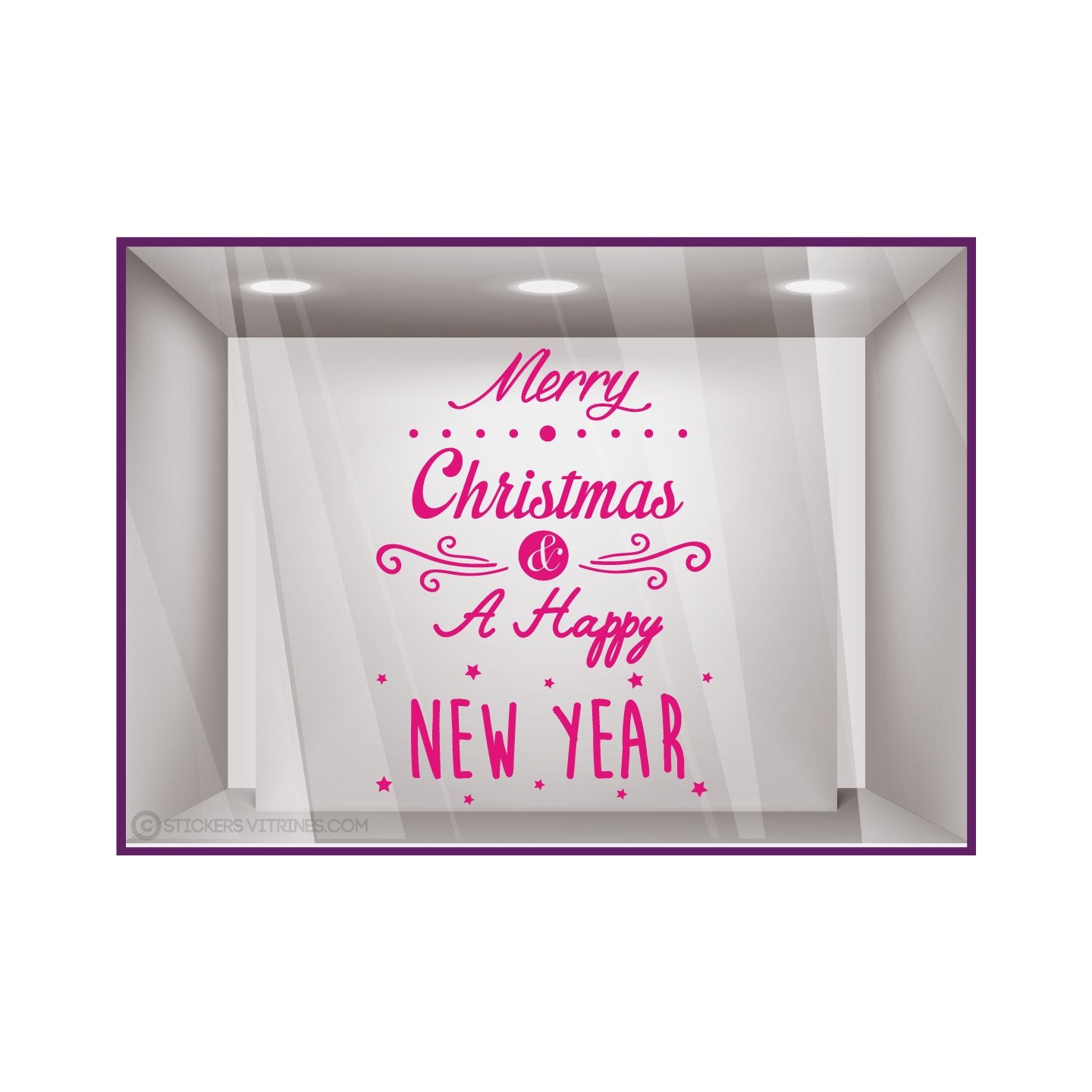 Sticker Merry Christmas and a Happy New Year noël vitrine magasin mode