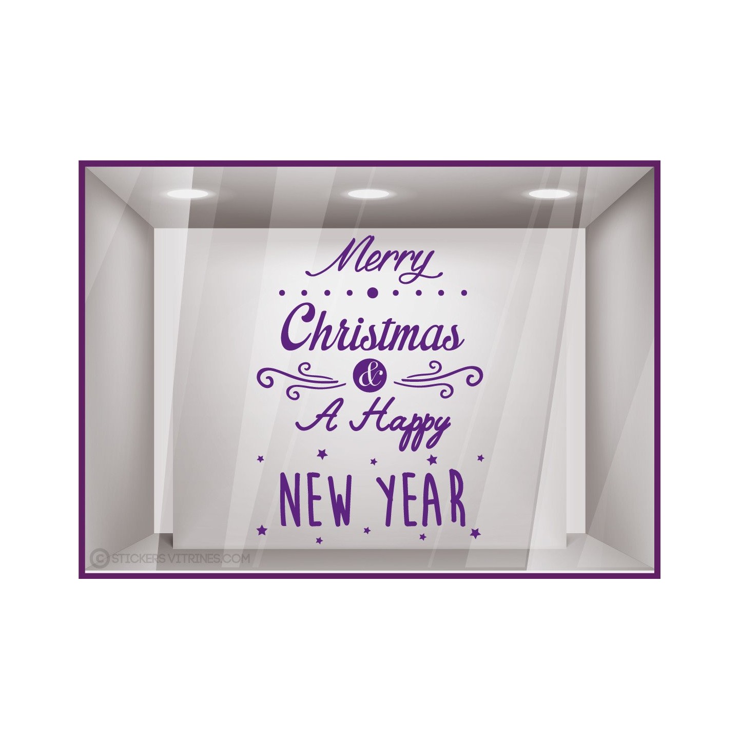 Sticker Merry Christmas and a Happy New Year noël vitrine magasin mode