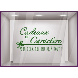 Sticker Cadeaux de caractère noël vitrophanie hiver adhésif magasin devanture calicot autocollant