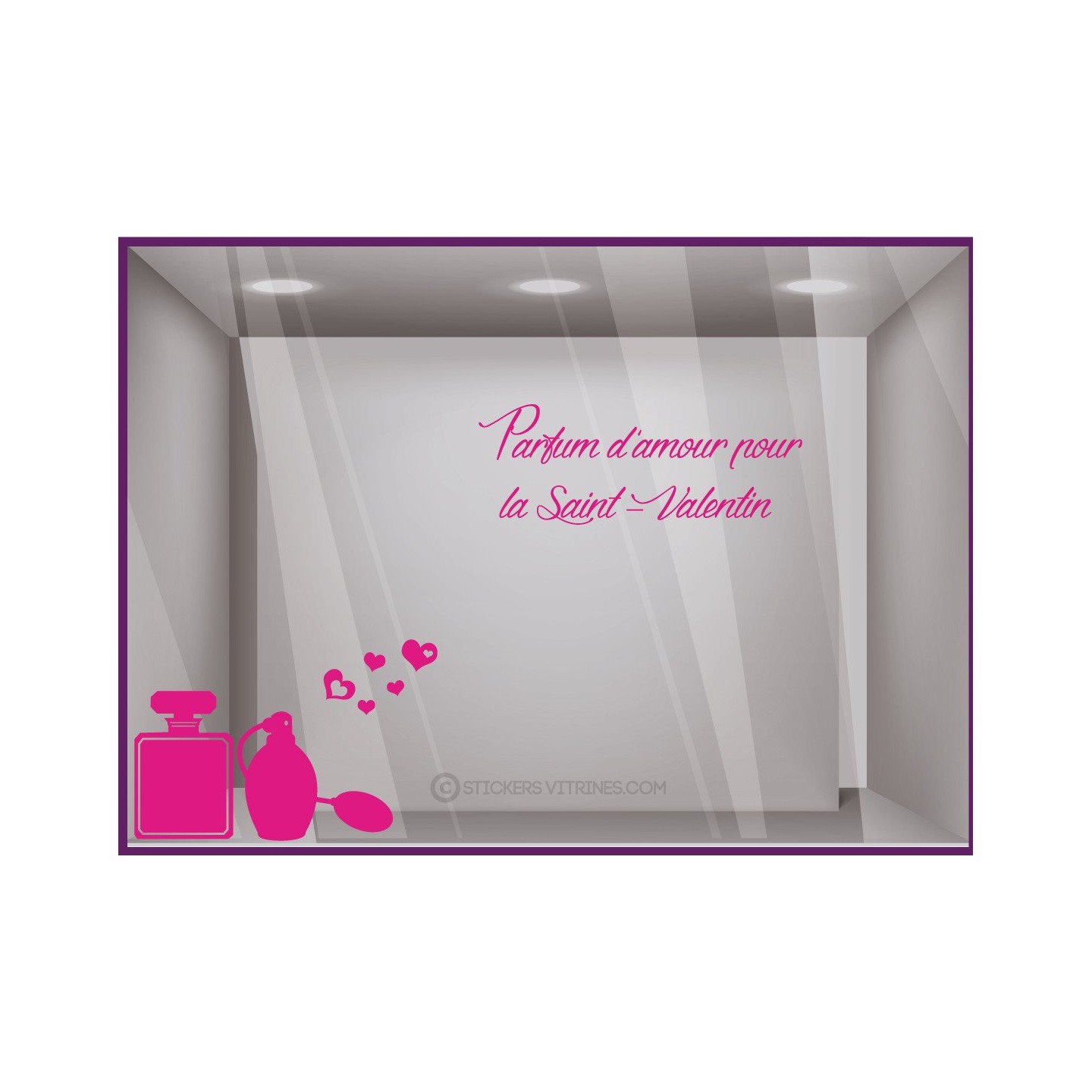 Autocollant sticker vitrophanie deco st valentin vitrine
