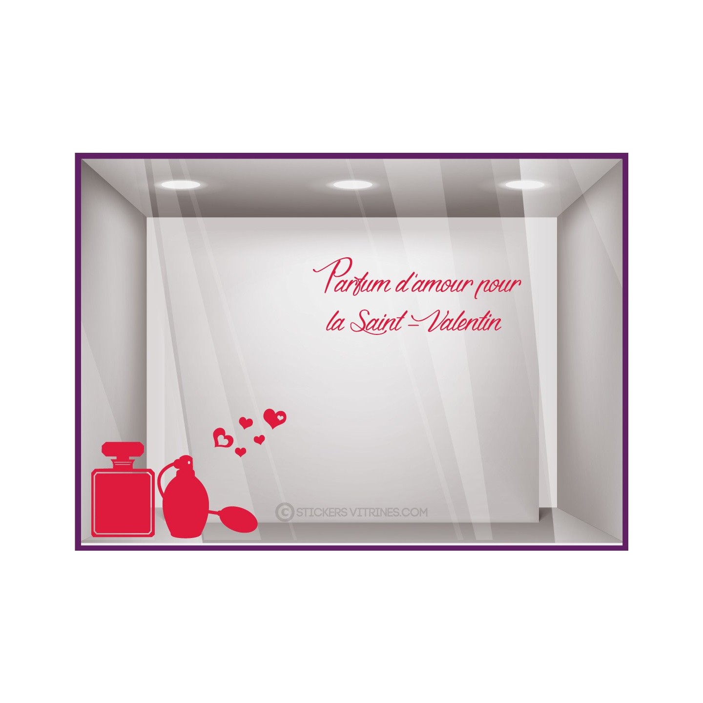 Autocollant sticker vitrophanie deco st valentin vitrine