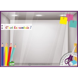 Kit de stickers Rentrée des Classes automne vitrophanie papeterie librairie bureautique lettrage autocollant
