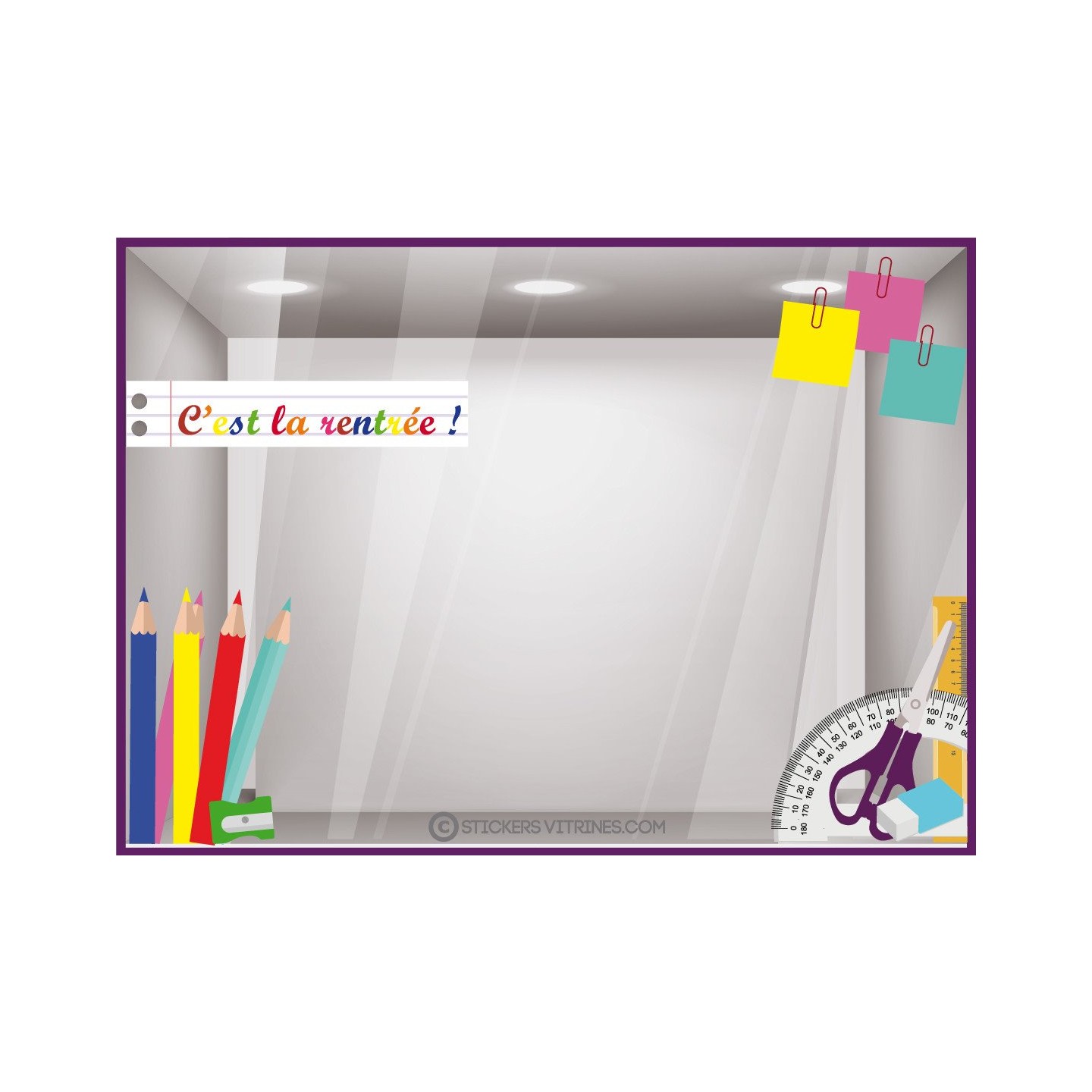 Kit de stickers Rentrée des Classes automne vitrophanie papeterie librairie bureautique lettrage autocollant