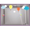 Kit de Stickers Cerfs-volants Montgolfières nuage calicot vitrine commerce boutique adhesif vitrophanie