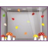 Kit Stickers Champignons d'automne feuilles rentree boutique vitrine vitrophanie magasin mode commerce