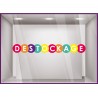 Sticker Destockage Multicolore braderie vitrophanie vitrine boutique mode maroquinerie remise