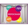 Sticker Ronds Destockage Pourcentages promotions remise vitrophanie mode devanture maroquinerie boutique