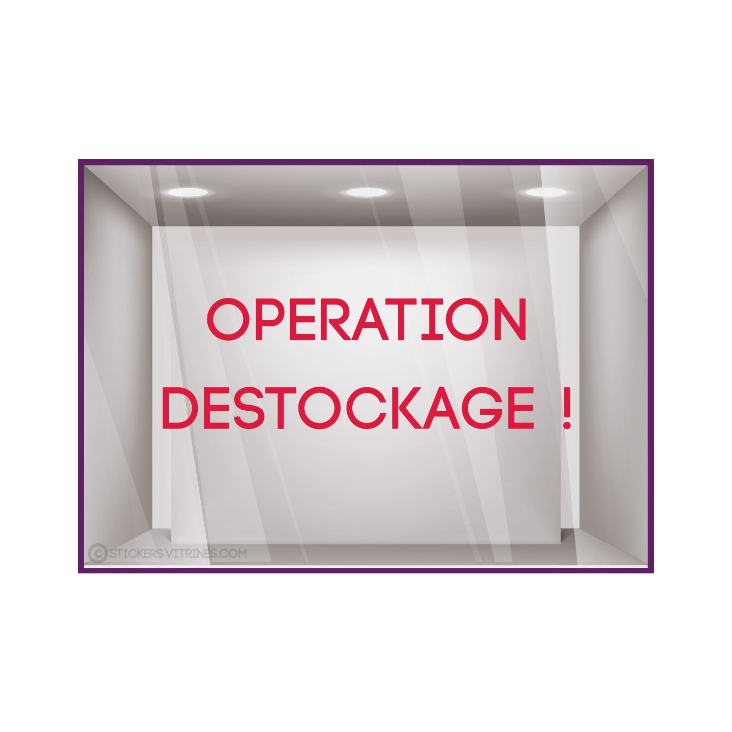 Sticker Lettrage Opération Destockage vitrophanie soldes braderie enseigne devanture vitrine boutique mode maroquinerie
