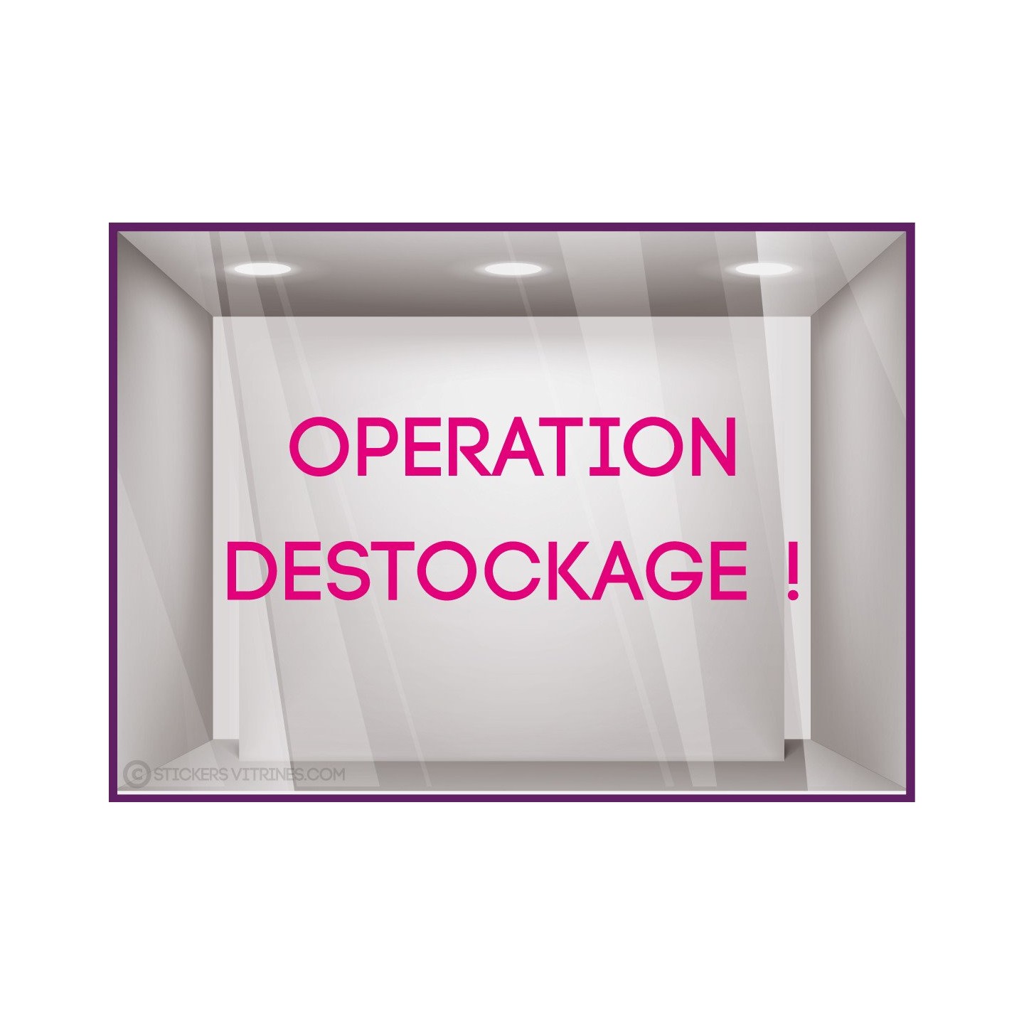 Sticker Lettrage Opération Destockage vitrophanie soldes braderie enseigne devanture vitrine boutique mode maroquinerie