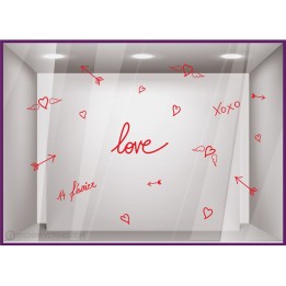 Kit de stickers Love Saint Valentin devanture boutique vitrine mode magasin bijouterie idee deco lettrage adhesif