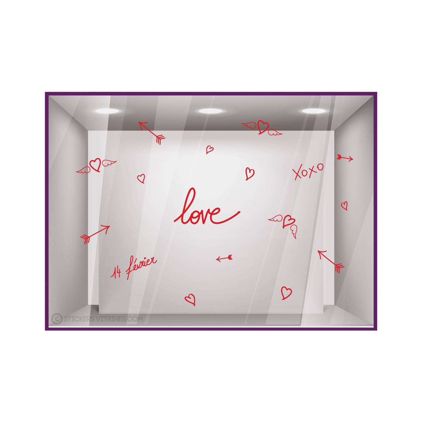 Kit de stickers Love Saint Valentin devanture boutique vitrine mode magasin bijouterie idee deco lettrage adhesif