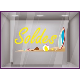 Sticker Soldes plage devanture sport mode bord de mer promotion offre promotionnelle destockage braderie liquidation