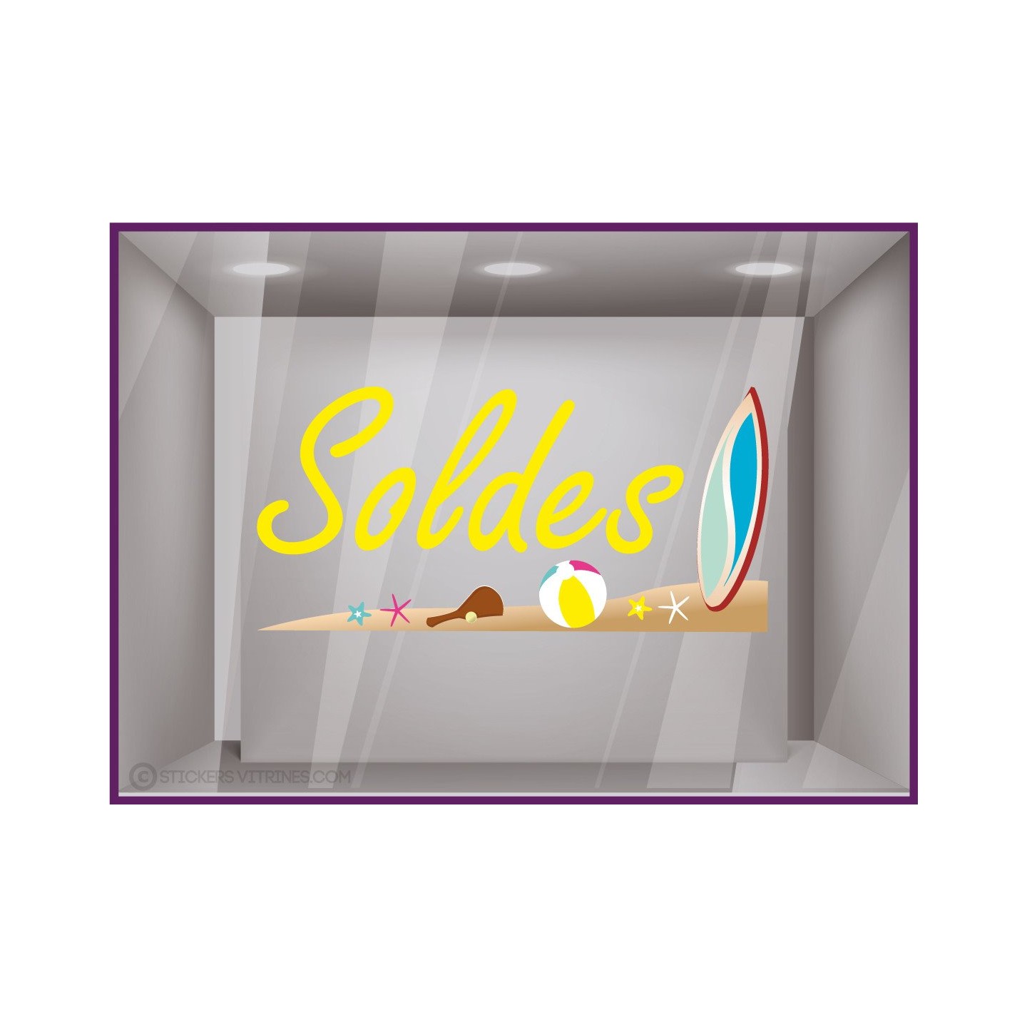 Sticker Soldes plage devanture sport mode bord de mer promotion offre promotionnelle destockage braderie liquidation