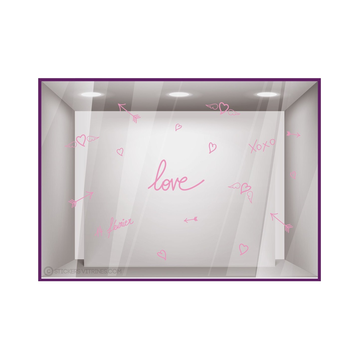 Kit de stickers Love Saint Valentin devanture boutique vitrine mode magasin bijouterie idee deco lettrage adhesif
