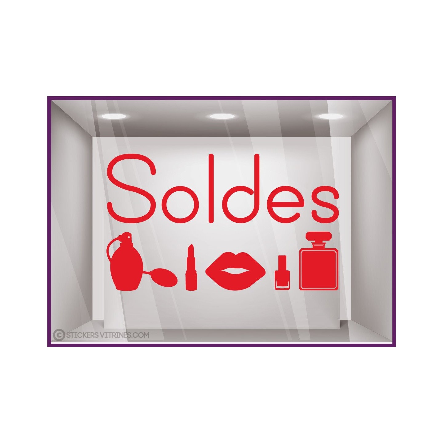 Sticker Soldes beauté parfumerie mode calicot vitrophanie lettrage adhesif promotion offre promotionnelle destockage braderie