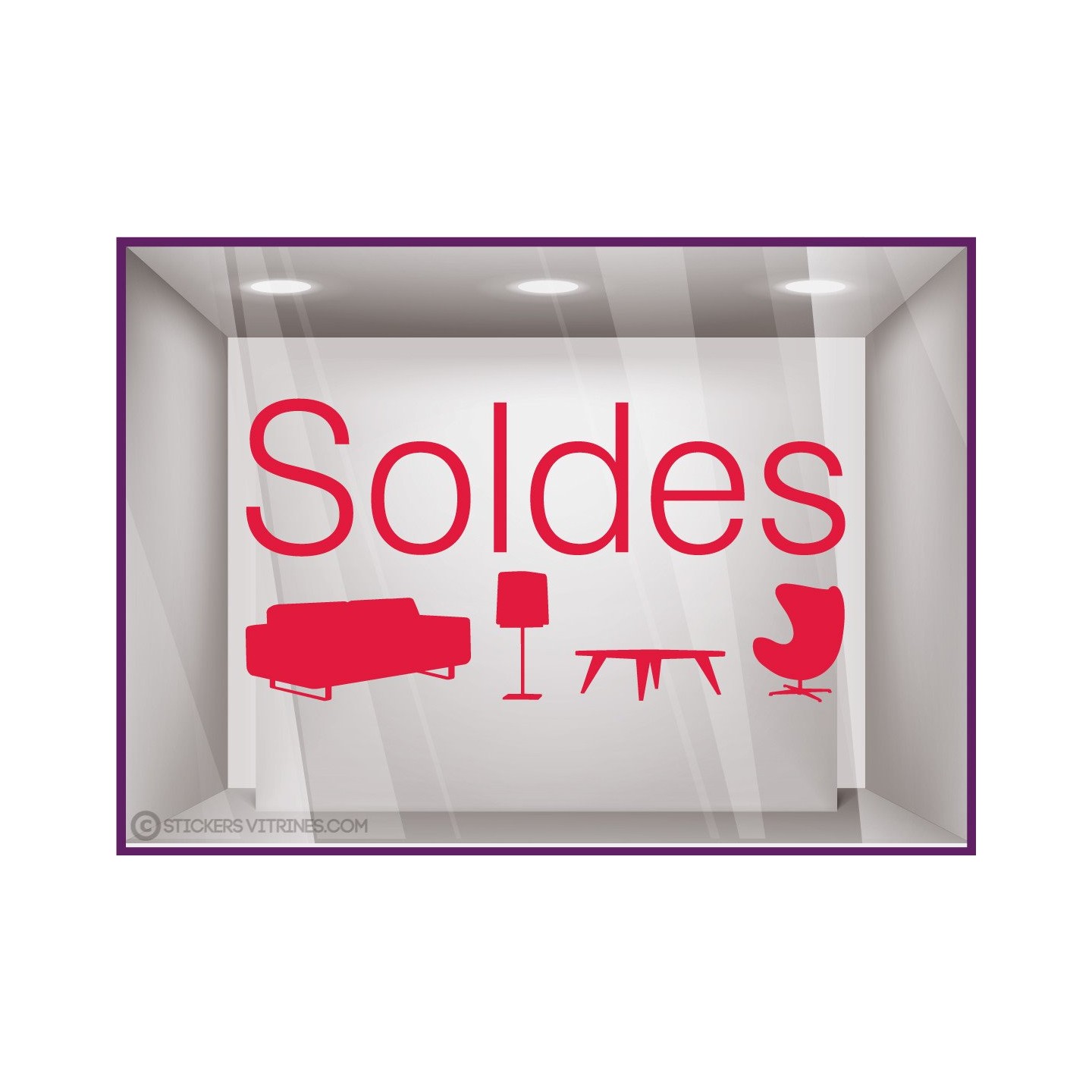 Sticker Soldes meubles décoration accessoires destockage braderie demarque liquidation calicot vitrophanie lettrage adhésif