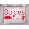 Sticker Soldes meubles décoration accessoires destockage braderie demarque liquidation calicot vitrophanie lettrage adhésif