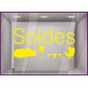 Sticker Soldes meubles décoration accessoires destockage braderie demarque liquidation calicot vitrophanie lettrage adhésif
