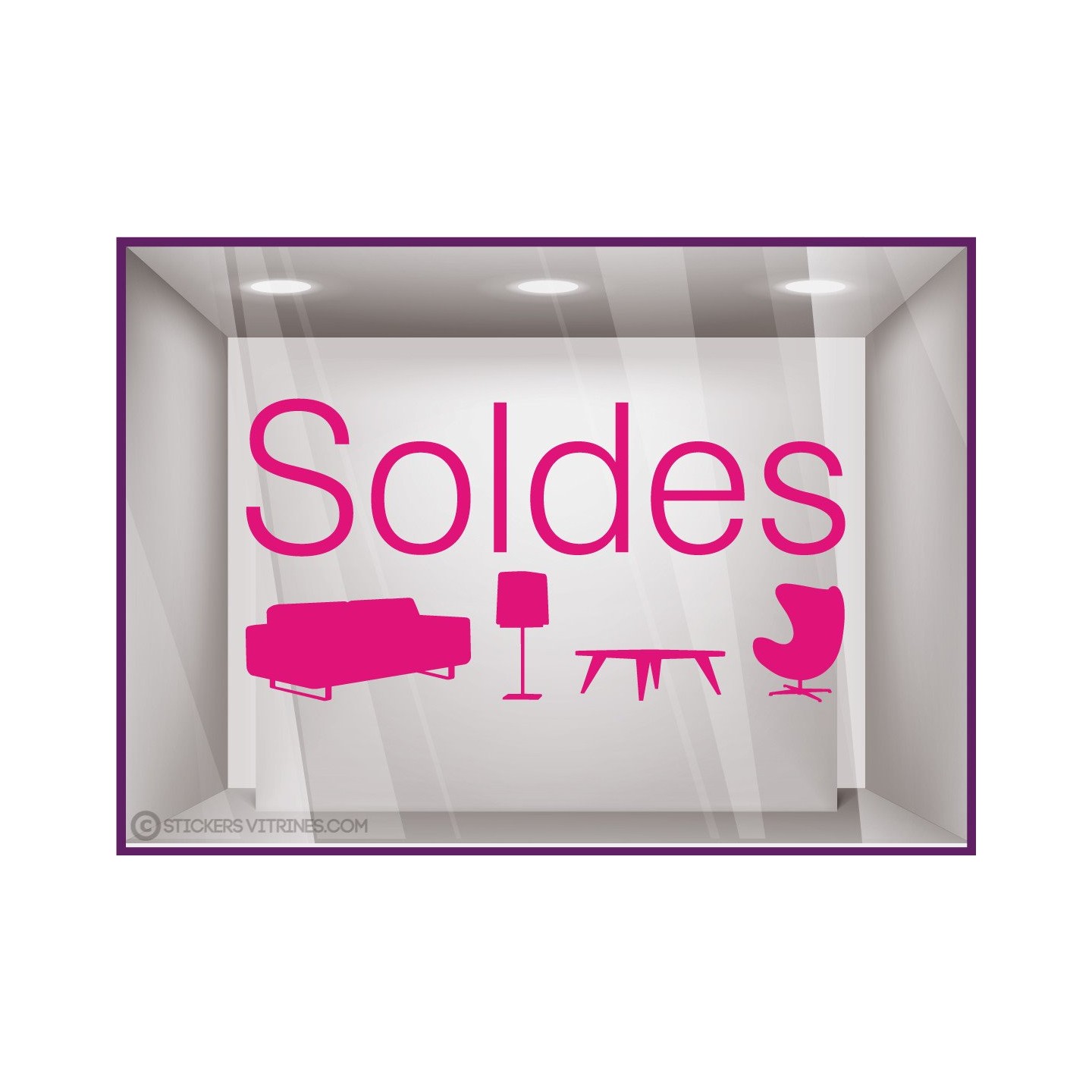 Sticker Soldes meubles décoration accessoires destockage braderie demarque liquidation calicot vitrophanie lettrage adhésif